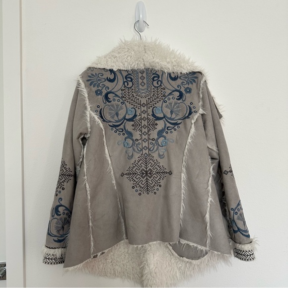 Johnny Was boho suede shearling jacket - Picture 2 of 6